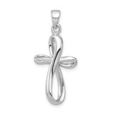 Image of Rhodium-Plated Sterling Silver Polished Cross Pendant QC8121