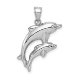 Image of Rhodium-Plated Sterling Silver Polished Dolphins Pendant