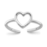 Image of Rhodium-Plated Sterling Silver Polished Heart Toe Ring