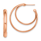 Image of 27.75mm Rhodium-Plated Sterling Silver Rose Gold-Plated 28X3.5 Hoop Post Earrings
