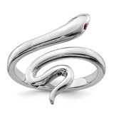 Image of Rhodium-Plated Sterling Silver Snake w/ Synthetic Ruby Toe Ring