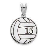 Image of Rhodium-plated Sterling Silver with Enamel Personalized Volleyball Pendant