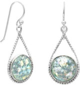 Image of Roman Glass Drop Earrings 925 Sterling Silver