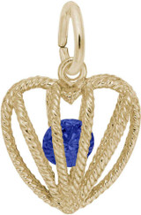 Image of September Heart Cage w/ Synthetic Crystal Charm (Choose Metal) by Rembrandt