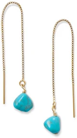 Image of Simulated Turquoise Bead Threader Earrings