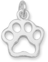 Image of Small Cut Out Paw Print Charm 925 Sterling Silver