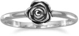 Image of Small Oxidized Rose Ring 925 Sterling Silver