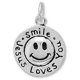 Image of Smile Jesus Loves You Charm 925 Sterling Silver
