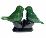 Image of Solid Nephrite Jade Lovebirds Figurine (Multiple Sizes Available)