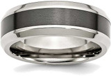 Image of Stainless Steel Base w/Polished Black Ceramic Center Beveled Band Ring
