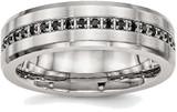 Image of Stainless Steel Brushed and Polished Black CZ Ring