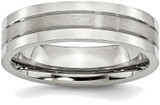 Image of Stainless Steel Grooved 6mm Satin and Polished Band Ring