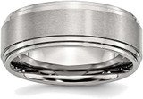 Image of Stainless Steel Ridged Edge 8mm Brushed and Polished Band Ring SR24