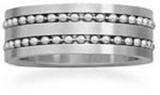 Image of Stainless steel ring with double row of beads
