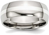Image of Stainless Steel w/ Sterling Silver Inlay 8mm Polished Band Ring