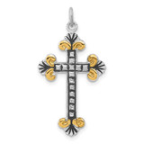 Image of Sterling Silver & Gold-tone Textured Flared Ends Cross Pendant