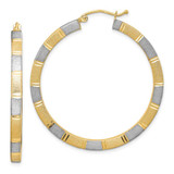 Image of 40mm Sterling Silver & Vermeil Shiny-Cut 3X40mm Square Hoop Earrings QE8444