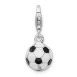 Image of Sterling Silver 3-D Enameled Small Soccer Ball w/ Lobster Clasp Charm