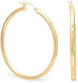 Image of Sterling Silver 3mm x 50mm Gold-plated Click Hoop Earrings