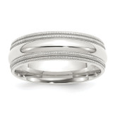 Image of Sterling Silver 7mm Comfort Fit Double Milgrain Band Ring