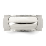 Image of Sterling Silver 8mm Half Round Milgrain Band Ring