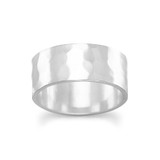 Image of Sterling Silver 8mm Hammered Band Ring