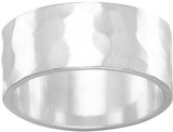 Image of Sterling Silver 8mm Hammered Band Ring