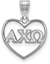 Image of Sterling Silver Alpha Chi Omega Heart Pendant by LogoArt (SS008ACO)