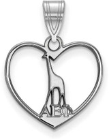 Image of Sterling Silver Alpha Epsilon Phi Heart Pendant by LogoArt (SS040AEP)