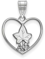Image of Sterling Silver Alpha Phi Heart Pendant by LogoArt (SS040APH)
