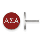 Sterling Silver Alpha Sigma Alpha Enamel Post Earrings by LogoArt (SS031ASI)