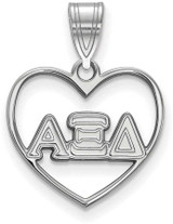 Image of Sterling Silver Alpha Xi Delta Heart Pendant by LogoArt (SS008AXD)