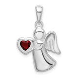 Image of Sterling Silver Angel w/ Red CZ Heart Pendant