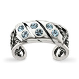 Image of Sterling Silver Antiqued Blue Stellux Crystal Toe Ring