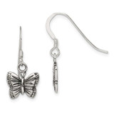 Image of 14mm Sterling Silver Antiqued Butterfly Earrings