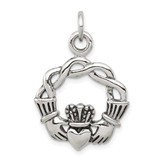 Image of Sterling Silver Antiqued Claddagh Pendant QC3874