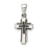 Image of Sterling Silver Antiqued Cross Pendant QC9364
