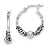 Image of 17mm Sterling Silver Antiqued Fancy Beaded Hoop Earrings