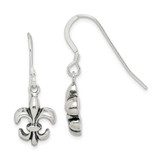 Image of 30mm Sterling Silver Antiqued Fleur De Lis Earrings