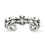 Image of Sterling Silver Antiqued Flower Design with Clear Stellux Crystal Toe Ring