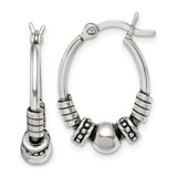 Image of 21.06mm Sterling Silver Antiqued Hoop Earrings QE14194