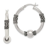 Image of 33mm Sterling Silver Antiqued Hoop Earrings QE6861