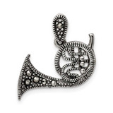 Image of Sterling Silver Antiqued Marcasite French Horn Pendant