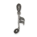 Image of Sterling Silver Antiqued Marcasite Music Note Pendant