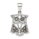 Image of Sterling Silver Antiqued Marcasite Owl Pendant