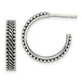 Image of 18.2mm Sterling Silver Antiqued Medium Studded Hoop Earrings
