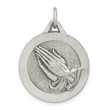Image of Sterling Silver Antiqued Praying Hands Pendant QC5801