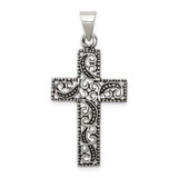 Image of Sterling Silver Antiqued Scroll Cross Pendant