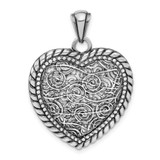 Image of Sterling Silver Antiqued Swirl Heart Pendant