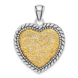 Image of Sterling Silver Antiqued Vermeil Heart Pendant